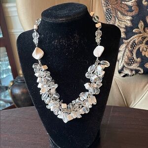 #134 - LIVE SHOW - Clear and White Cluster Bead Necklace